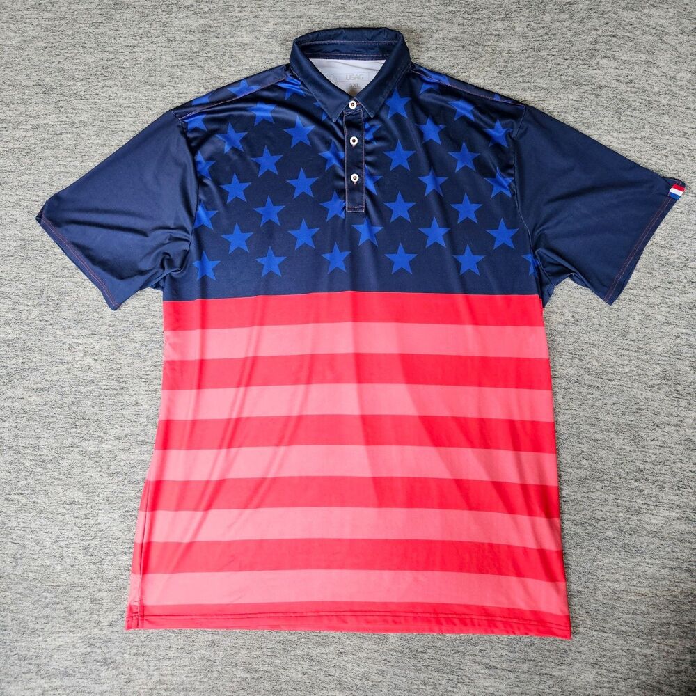 USAG You Suck At Golf Men’s American Flag Stars and Stripes Polo Size 3XL